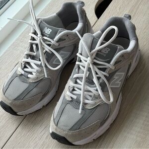 New Balance Gray and White Athletic Sneakers